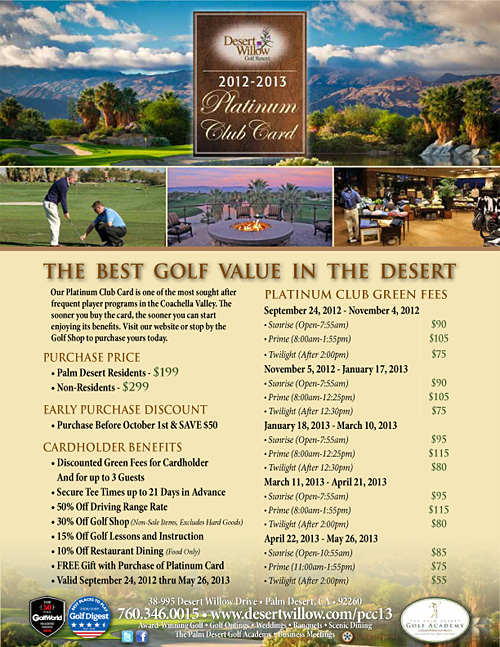 Desert Willow Platinum Card 2012 - 2013 Special